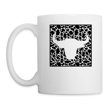 Kuhhemd, Kuhkopftasche Farmcore T-Shirt, Kuhfächer - Tasse - Weiß - Links