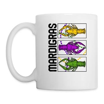 Mardi Gras Fleur De Lis Hemd, Langusten Mardi - Tasse - Weiß - Links