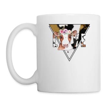 Cow Shirt, Love Cow Floral Crown Tee, Cow Fan - Mug - white - Left