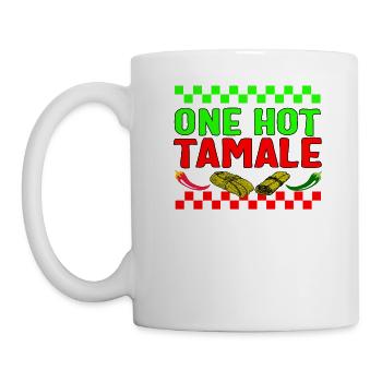 Mexican Shirt, One Hot Tamale Tee, Latino Tamales - Mug - white - Left