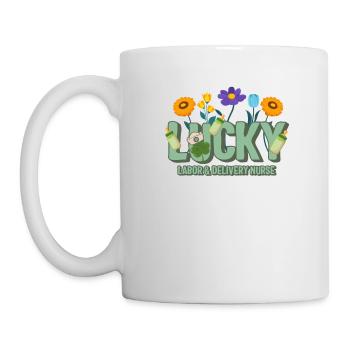 St. Patrick's Day Shirt, Lucky Labor und Lieferung - Tasse - Weiß - Links