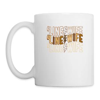 Chemise de monteur de ligne, femme de ligne Tee imprimé léopard - Mug blanc - blanc - Gauche
