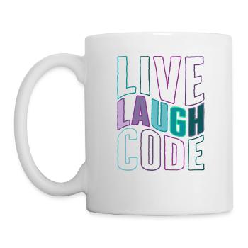 Programmer Shirt, Live Laugh Code Tee, Coding - Mug - white - Left