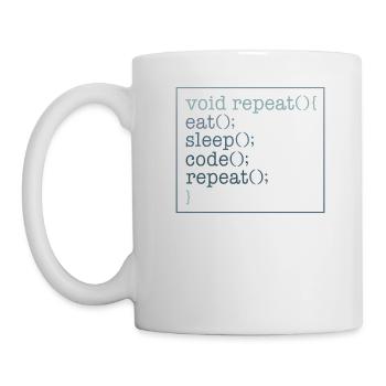 Programmer Shirt, Void Repeat Eat Sleep Code - Mug - white - Left