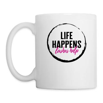 Beautician Shirt, Life Happens Lashes Help Tee, - Mug - white - Left