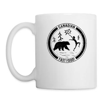 Camping Shirt, Canadian Fast Food Running Man - Mug - white - Left