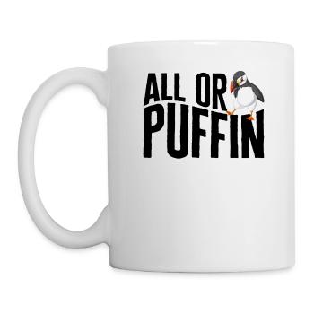 Puffin Shirt, All Or Puffin Tee, Group Of Marine - Mug - white - Left