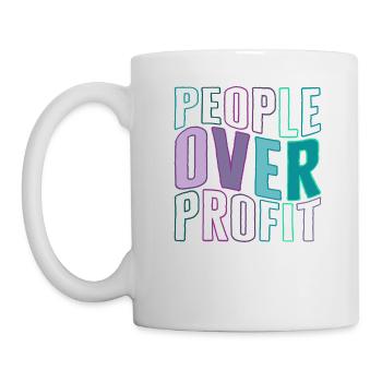Socialist Shirt, People Over Profit Tee, - Mug - white - Left
