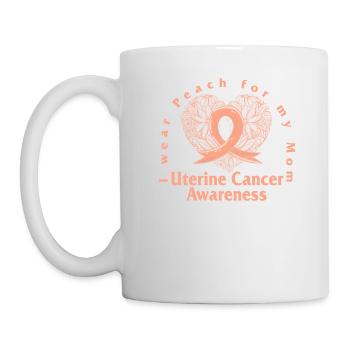 Chemise de sensibilisation au cancer de l’utérus, je porte de la pêche pour - Mug blanc - blanc - Gauche
