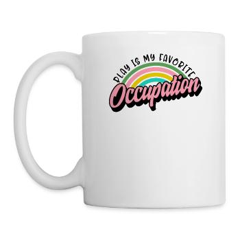 Ergotherapeuten-Shirt, Spielen ist mein Favorit - Tasse - Weiß - Links