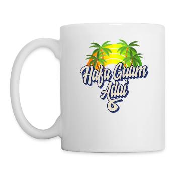Guam Hemd, Hafa Guam Adai Regenbogen Kokospalmen - Tasse - Weiß - Links