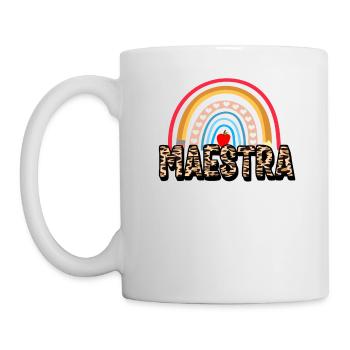 Lehrer-Shirt, Maestra Regenbogen-T-Shirt, stolzes Spanisch - Tasse - Weiß - Links