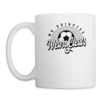 Fußball Tochter Shirt, Meine Prinzessin Trägt Stollen - Tasse - Weiß - Links