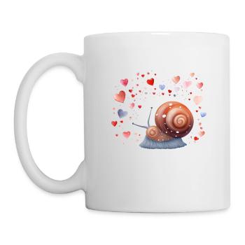 Schneckenspur der Herzen Valentinstag Slow Steady - Tasse - Weiß - Links