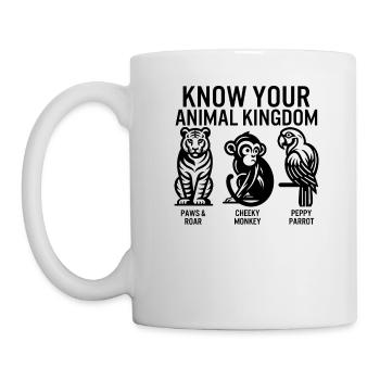Dschungel-Shirt, Kenne dein Tierreich Tiger - Tasse - Weiß - Links