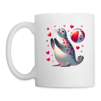 T-shirt amusant à la plage pour la Saint-Valentin, sceau d'amour - Mug blanc - blanc - Gauche