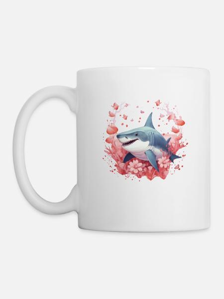 Bulles d’amour de requin Saint-Valentin sous l’eau - Mug blanc - blanc