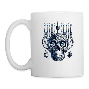 Miracle Light Totenkopf T-Shirt zur Feier von Chanukka - Tasse - Weiß - Links