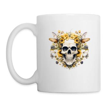 Blumen Nektar Totenkopf T-Shirt Bumblebee Garden - Tasse - Weiß - Links
