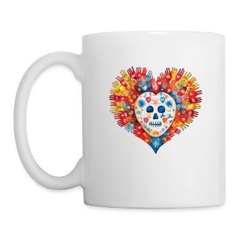 Family Unity Skull T-Shirt Adoptionstag weltweit - Tasse - Weiß - Links