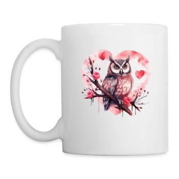 Eulenherzfedern Valentinstag Nachtaktiv - Tasse - Weiß - Links