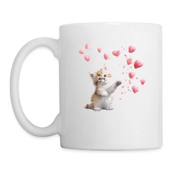 Kätzchen Verspielte Pfoten Valentinstag Feline Flirt - Tasse - Weiß - Links