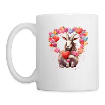 Goat Heart Horns Valentine's Day Farm Fun T Shirt - Mug - white - Left