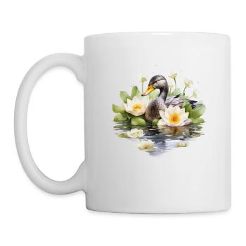 Duck Heart Feathers Valentine's Day Pond Love - Mug - white - Left