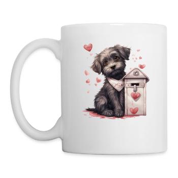 Hund liefert Liebesbrief Valentinstag Hund - Tasse - Weiß - Links