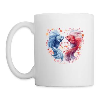 Écailles d’amour de poisson Saint-Valentin danse sous-marine - Mug blanc - blanc - Gauche