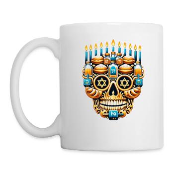 Miracle Night Skull Shirt Chanukka Sufganiyot Freude - Tasse - Weiß - Links