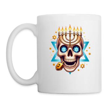 Festival of Lights Skull Tee Hanukkah Menorah - Mug - white - Left