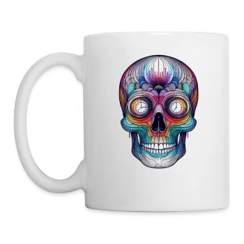 Silent Echo Totenkopf T-Shirt Gehörlosengemeinschaft - Tasse - Weiß - Links