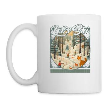 Let’s Ski Woodland Creatures Whimsical Skiing Fox - Mug - white - Left