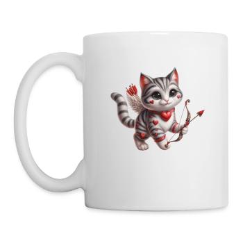 Amor Katzenherz Fell Valentinstag Feline Fancy - Tasse - Weiß - Links