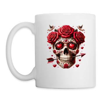 Crâne de Cupidon T Shirt Love Arrow Valentine Skull - Mug blanc - blanc - Gauche