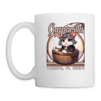 Gasparilla 2024 Pirate Cat Barrel Tampa FL - Mug blanc - blanc - Gauche