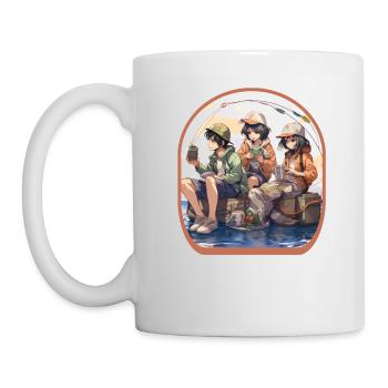 Anime-Fischer fangen niedliches Boba-Tee-Spiel - Tasse - Weiß - Links