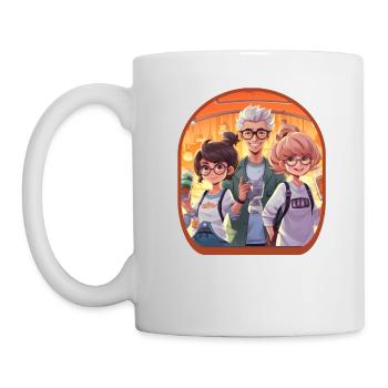 Anime Wissenschaftler Charaktere Niedliche Boba Tee Spiele - Tasse - Weiß - Links