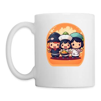 Kawaii Sushi Chefs Anime Mignon Boba Thé Jeux - Mug blanc - blanc - Gauche