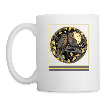 Hiboux et Harvest Moon Vintage gothique Halloween Tee - Mug blanc - blanc - Gauche