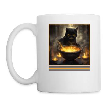 Chat noir & chaudron magique Vintage gothique - Mug blanc - blanc - Gauche