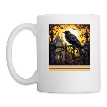 Raven's Yellow Key Vintage Gothic Halloween Tee - Mug - white - Left