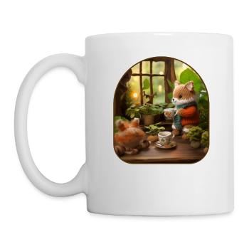 Café et Crochet chat artisanat champignon Designs - Mug blanc - blanc - Gauche