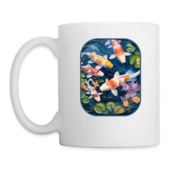 Koi-Teich-Abenteuer mit Hamster-T-Shirt - Tasse - Weiß - Links