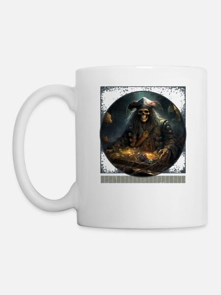 Verfluchtes Piraten Skelett Halloween T-Shirt - Tasse - Weiß