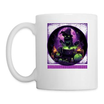 Chat Sorcier Brassage Potions Halloween Tee - Mug blanc - blanc - Gauche