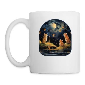 Sternennacht Katzen und Pilze unter einem himmlischen - Tasse - Weiß - Links