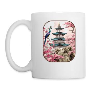 Pagoda Peacocks Grandeur and Grace T Shirt - Mug - white - Left
