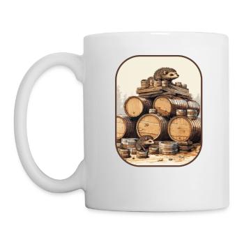 T-shirt Sake Barrel Hedgehogs Tipsy Adventures - Mug blanc - blanc - Gauche